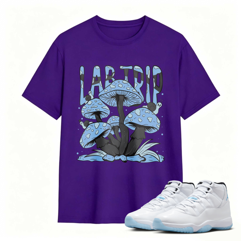 Mushroom Lab Trip Graphic Shirt to Match Air Jordan 11 White Legend Blue - Sneaker Match Shirt