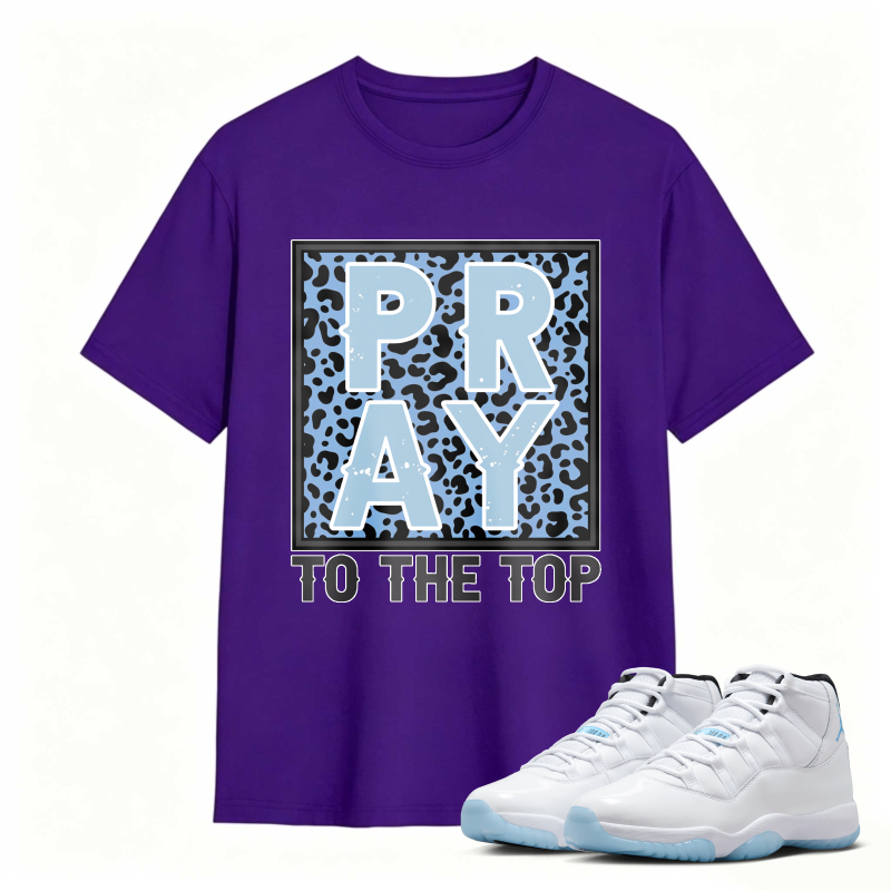 Pray To The Top Leopard Print Shirt To Match Air Jordan 11 White Legend Blue Sneaker Match Shirt