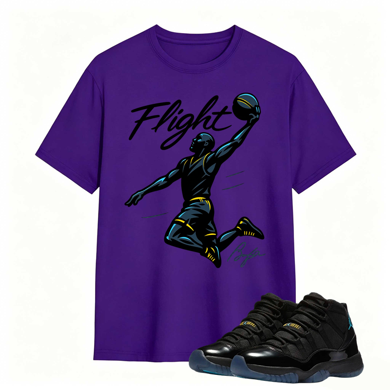 Flight Basketball Shirt Match Air Jordan 11 Gamma - Air Jordan 11 Gamma Blue Tee