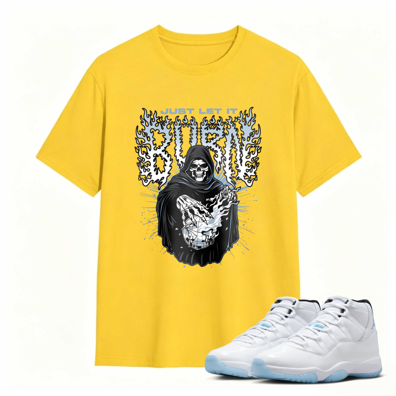 Grim Reaper With Skull And Wings Design Shirt To Match Air Jordan 11 White Legend Blue - Sneaker Match Shirt