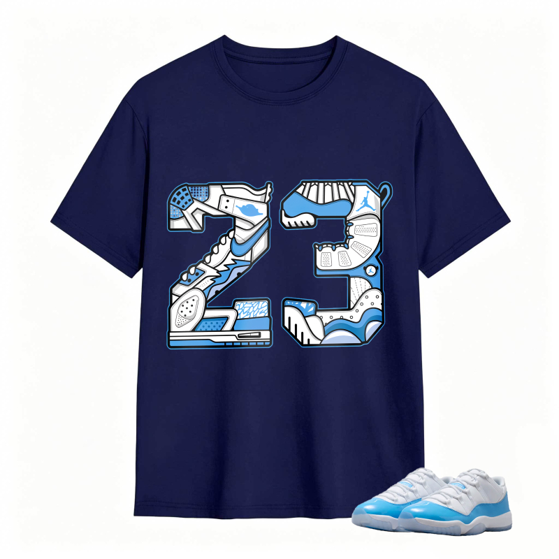 Number 23 With Jordan 11 University Blue Sneaker Design Shirt To Match Jordan 11 University Blue - Sneaker Match Shirt
