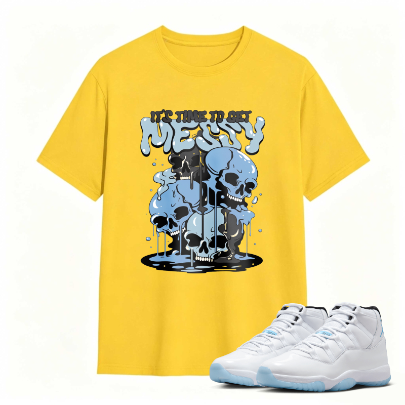 Skull And Dripping Blue Design Shirt To Match Air Jordan 11 White Legend Blue - Sneaker Match Shirt