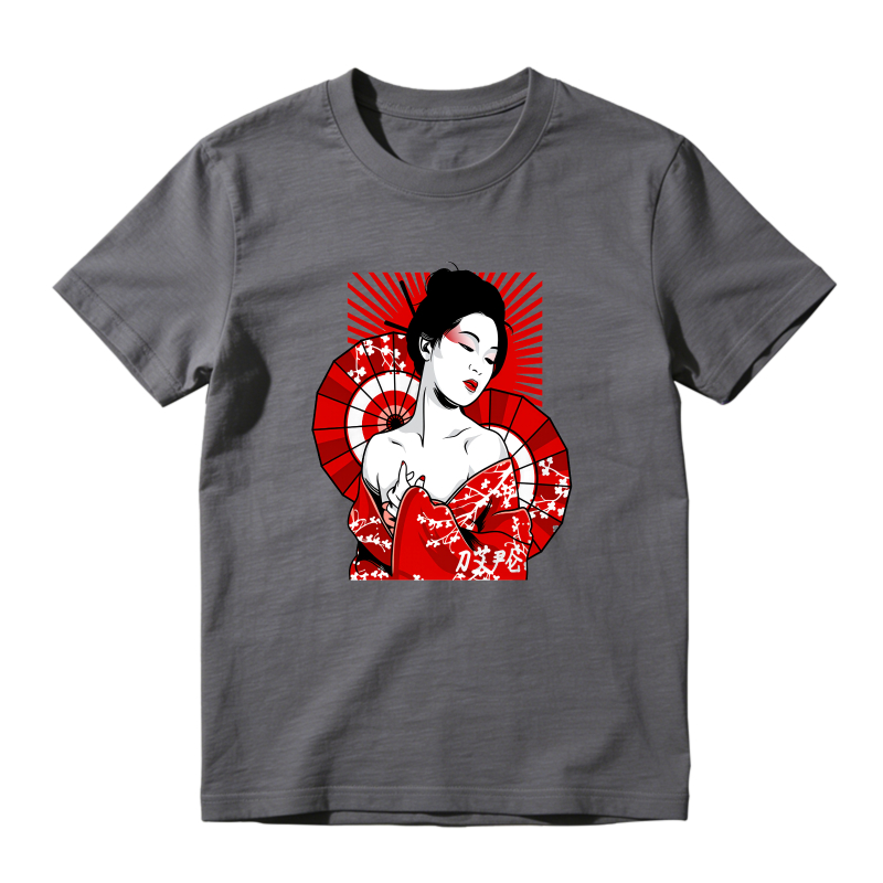 Geisha With Red Fan And Cherry Blossoms Shirt To Match Air Jordan 13 Chicago - Sneaker Match Shirt