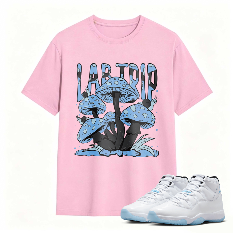 Mushroom Lab Trip Graphic Shirt to Match Air Jordan 11 White Legend Blue - Sneaker Match Shirt