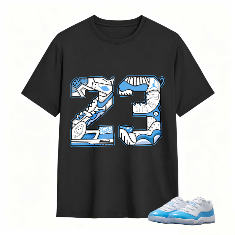 Number 23 With Jordan 11 University Blue Sneaker Design Shirt To Match Jordan 11 University Blue - Sneaker Match Shirt