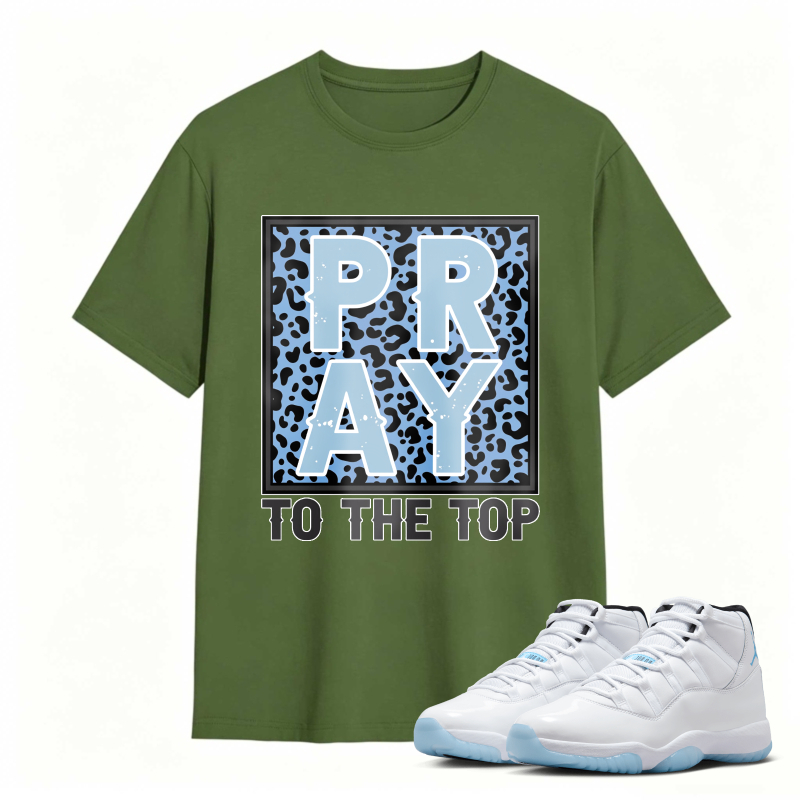 Pray To The Top Leopard Print Shirt To Match Air Jordan 11 White Legend Blue Sneaker Match Shirt