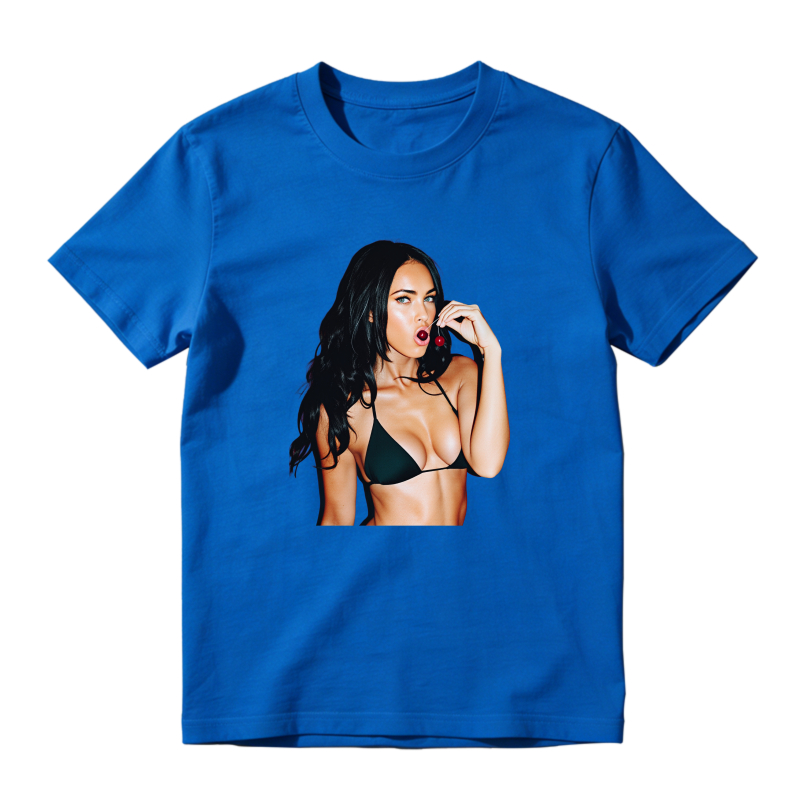 Woman In Bikini Holding Cherry Shirt To Match Air Jordan 13 Chicago - Sneaker Match Shirt