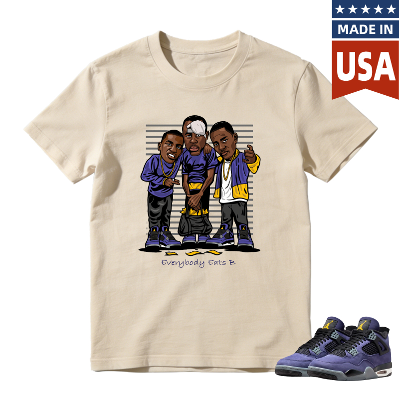 Cartoon Lakers Players Shirt to Match Jordan 4 Lakers Imperial Purple - Sneaker Match Shirt
