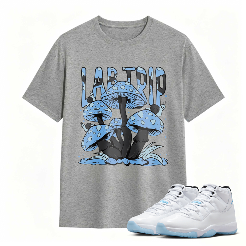 Mushroom Lab Trip Graphic Shirt to Match Air Jordan 11 White Legend Blue - Sneaker Match Shirt
