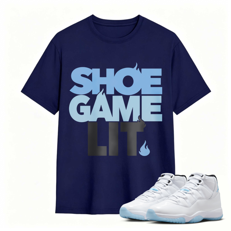 Shoe Game Lit Shirt To Match Air Jordan 11 White Legend Blue Sneaker Match Shirt