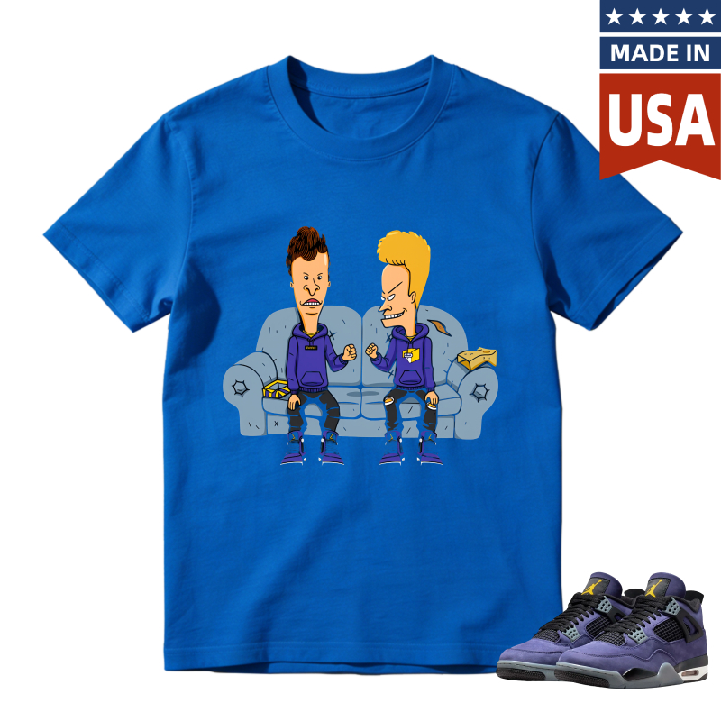 Beavis And Butthead On Couch Shirt To Match Jordan 4 Lakers Imperial Purple - Sneaker Match Shirt