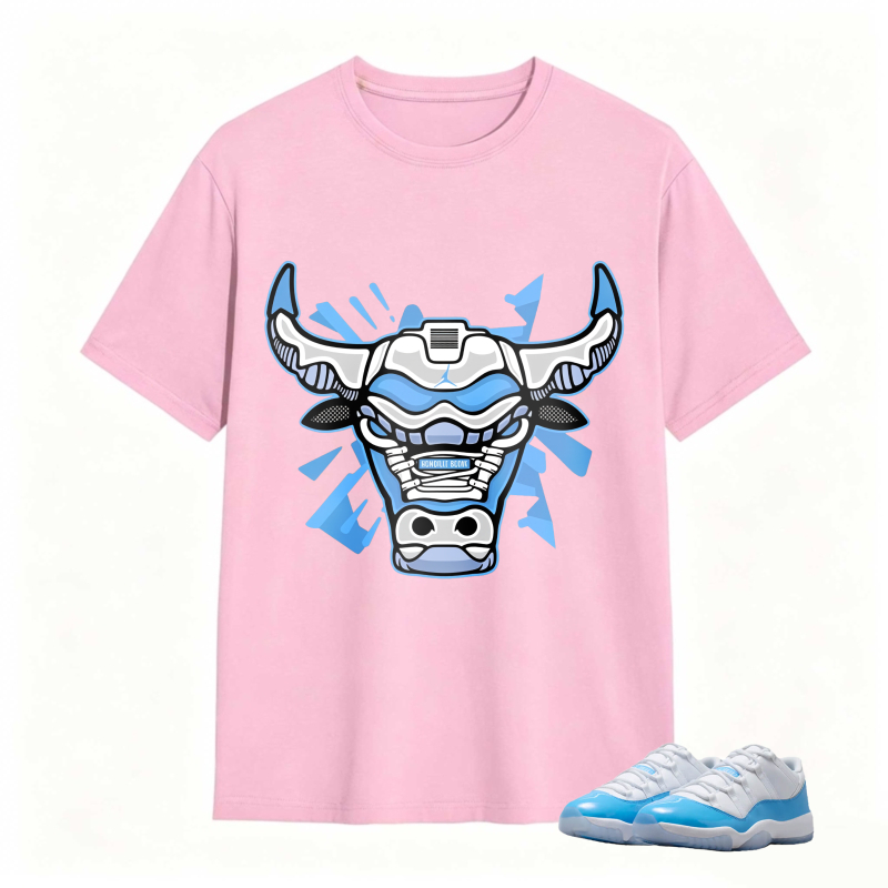 Bull Head With Blue And White Design Shirt To Match Jordan 11 University Blue Sneaker Match Shirt
