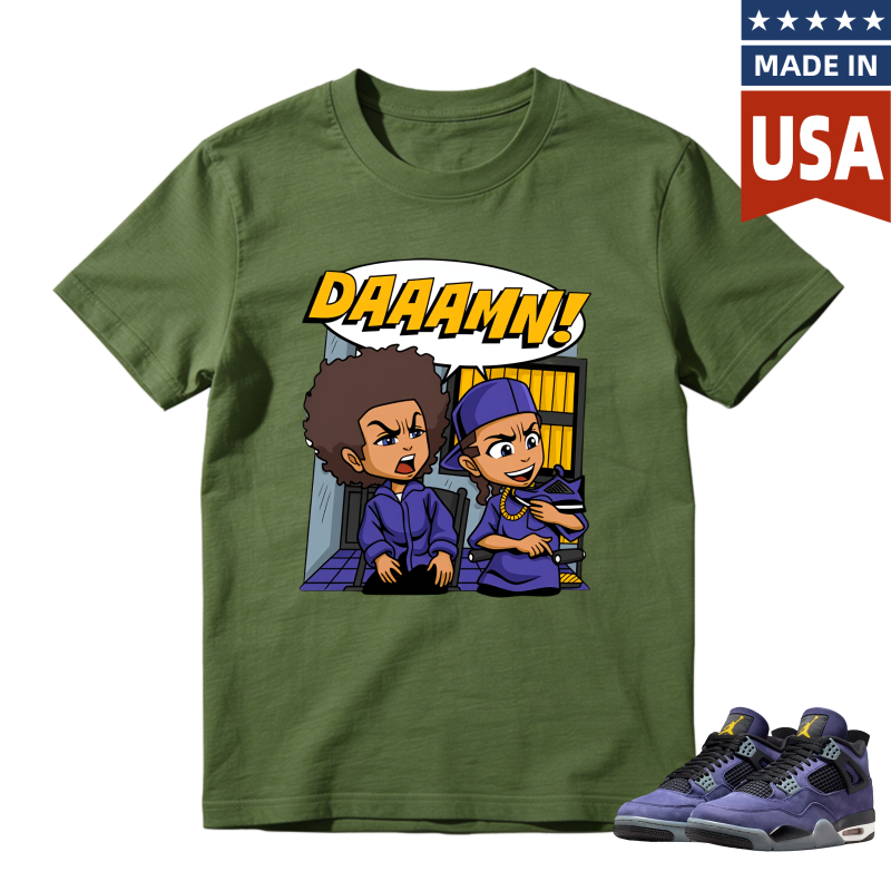 Cartoon Characters Daaamn Shirt To Match Jordan 4 Lakers Imperial Purple Sneaker Match Shirt