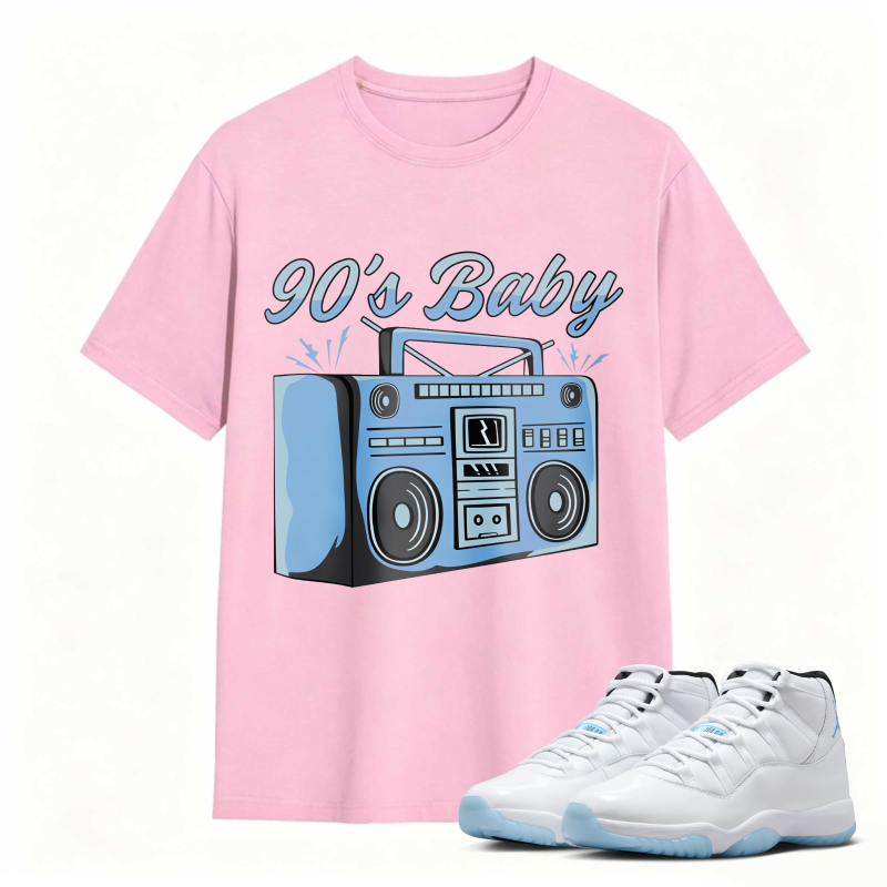 90s Baby Boombox Graphic Shirt to Match Air Jordan 11 White Legend Blue - Sneaker Match Shirt