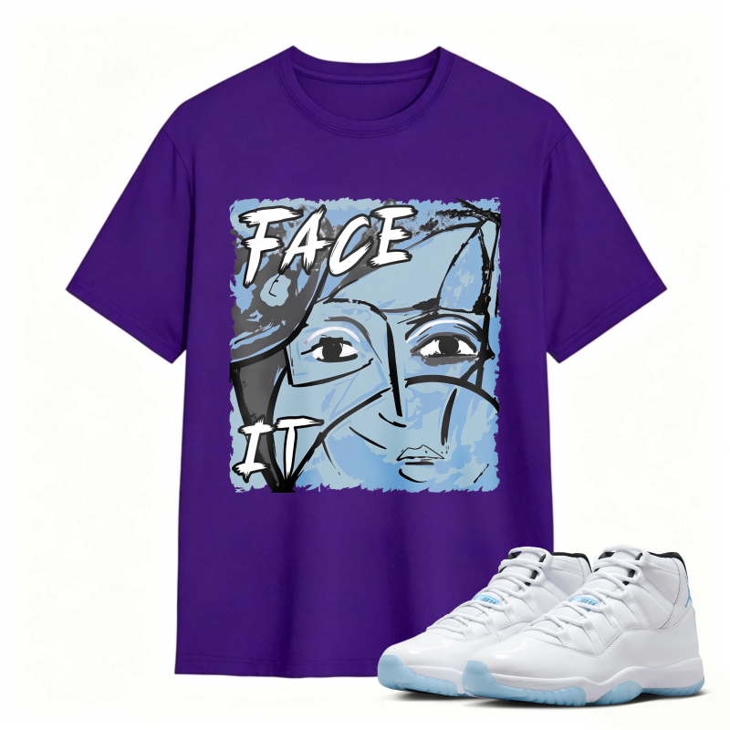 Face It Art Design Shirt To Match Air Jordan 11 White Legend Blue - Sneaker Match Shirt