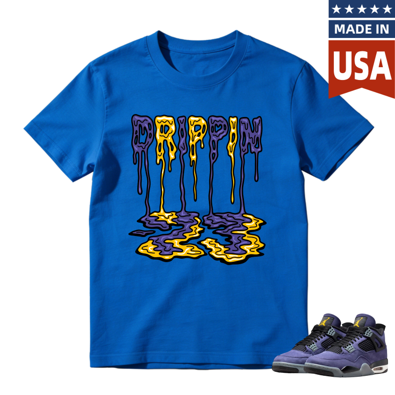 Drippy Lakers Logo Shirt to Match Jordan 4 Lakers Imperial Purple - Sneaker Match Shirt