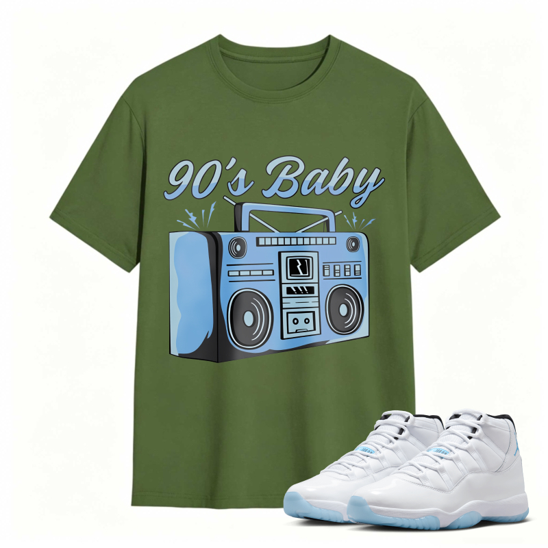 90s Baby Boombox Graphic Shirt to Match Air Jordan 11 White Legend Blue - Sneaker Match Shirt