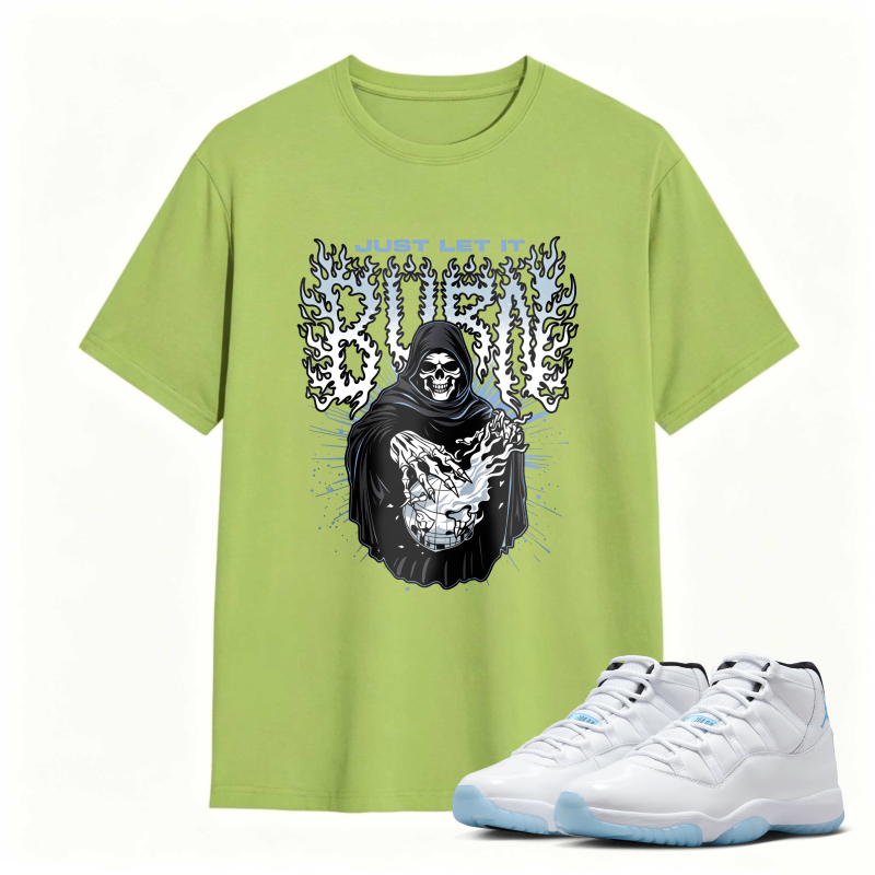Grim Reaper With Skull And Wings Design Shirt To Match Air Jordan 11 White Legend Blue - Sneaker Match Shirt