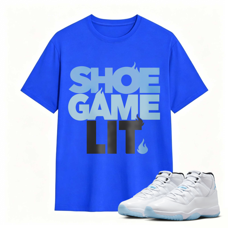 Shoe Game Lit Shirt To Match Air Jordan 11 White Legend Blue Sneaker Match Shirt