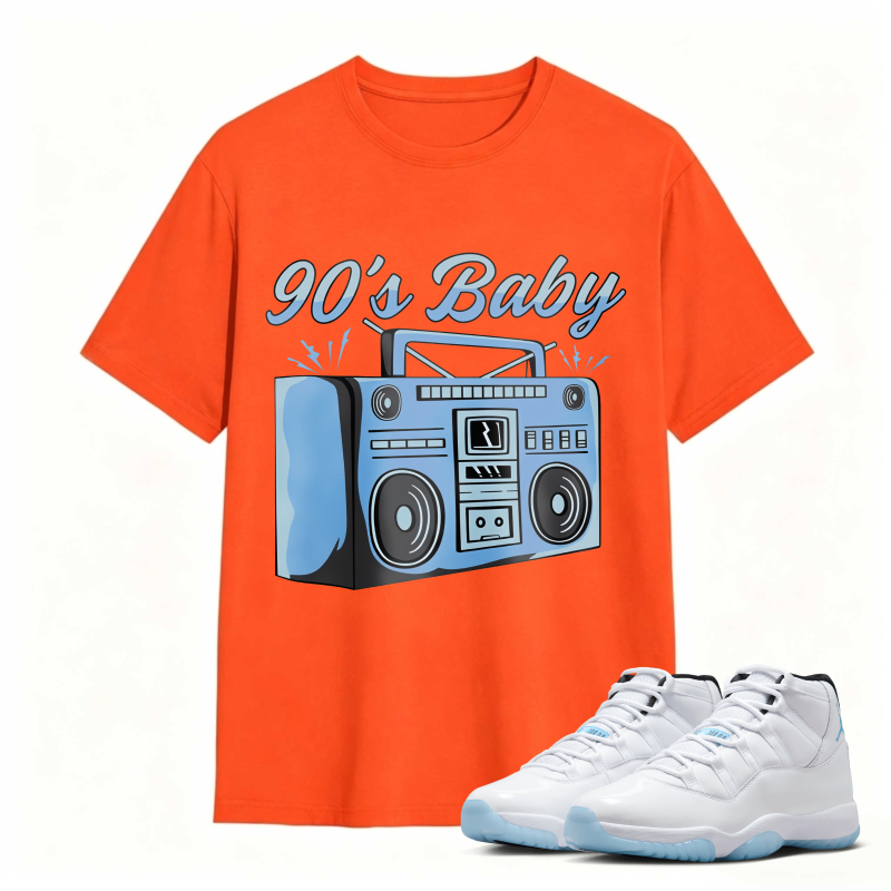 90s Baby Boombox Graphic Shirt to Match Air Jordan 11 White Legend Blue - Sneaker Match Shirt