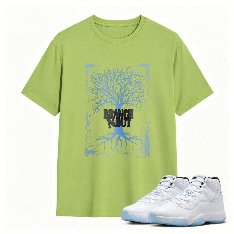 Tree Branch Roots Design Shirt To Match Air Jordan 11 White Legend Blue Sneaker Match Shirt