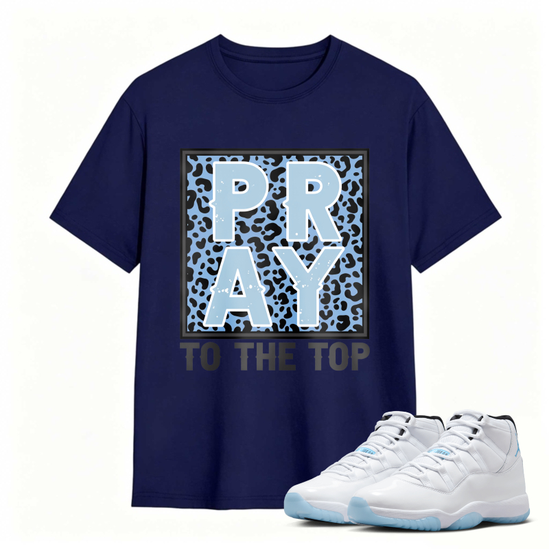 Pray To The Top Leopard Print Shirt To Match Air Jordan 11 White Legend Blue Sneaker Match Shirt