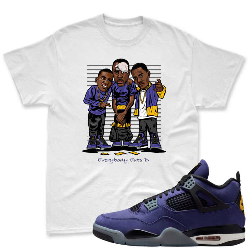 Cartoon Lakers Players Shirt to Match Jordan 4 Lakers Imperial Purple - Sneaker Match Shirt