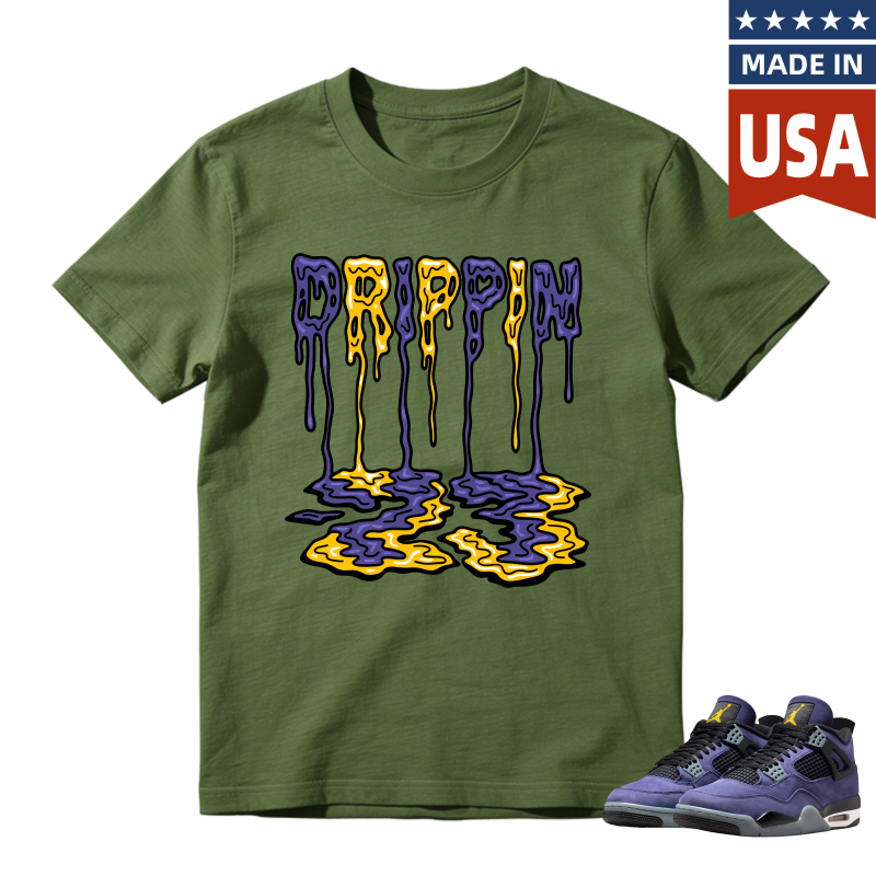 Drippy Lakers Logo Shirt to Match Jordan 4 Lakers Imperial Purple - Sneaker Match Shirt