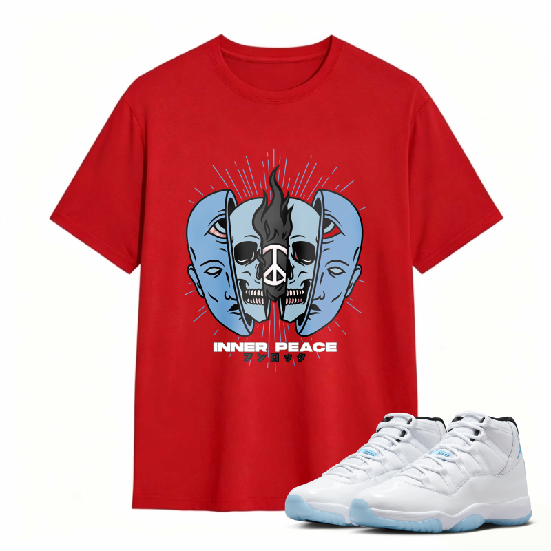Skull And Dual Faces Design Shirt To Match Air Jordan 11 White Legend Blue - Sneaker Match Shirt
