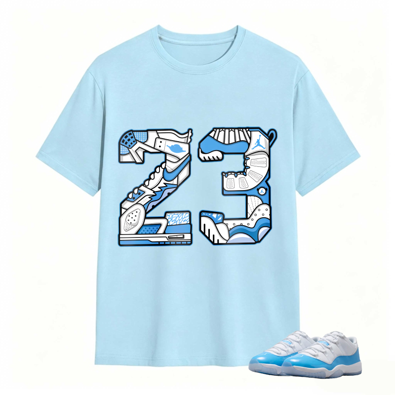 Number 23 With Jordan 11 University Blue Sneaker Design Shirt To Match Jordan 11 University Blue - Sneaker Match Shirt