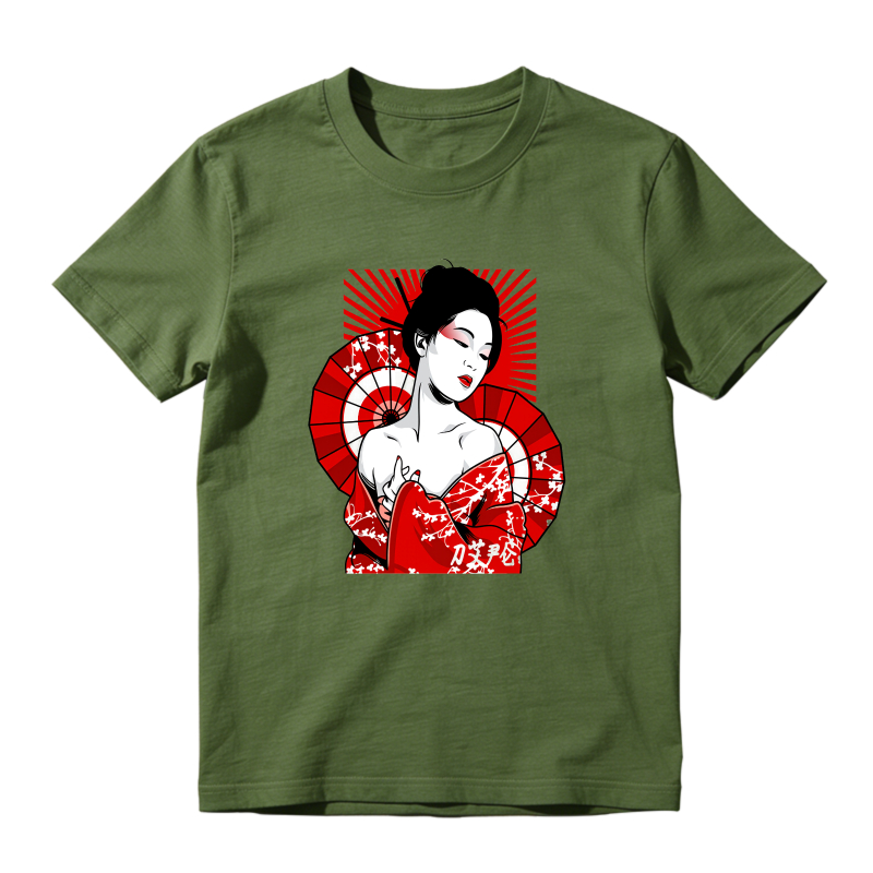 Geisha With Red Fan And Cherry Blossoms Shirt To Match Air Jordan 13 Chicago - Sneaker Match Shirt