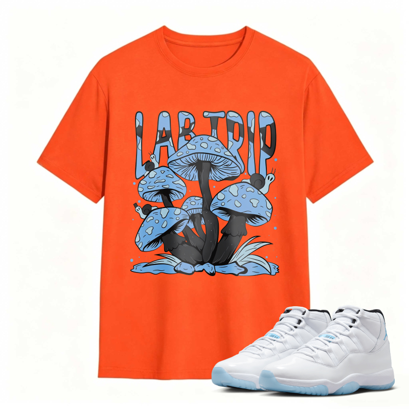Mushroom Lab Trip Graphic Shirt to Match Air Jordan 11 White Legend Blue - Sneaker Match Shirt