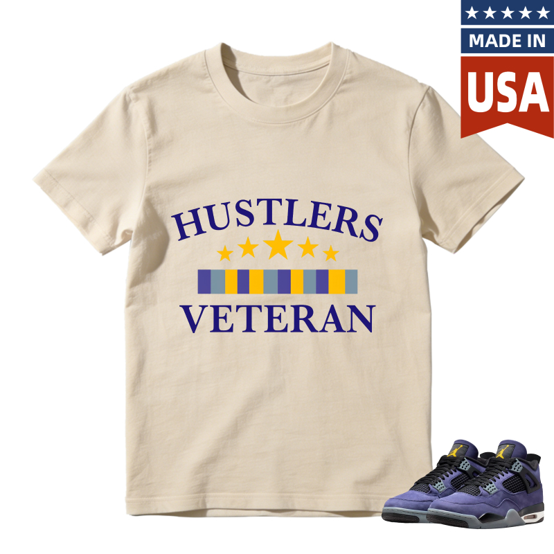 Hustlers Veteran With Stars And Stripes Shirt To Match Jordan 4 Lakers Imperial Purple - Sneaker Match Shirt