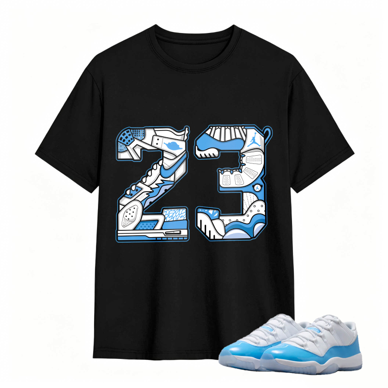 Number 23 With Jordan 11 University Blue Sneaker Design Shirt To Match Jordan 11 University Blue - Sneaker Match Shirt