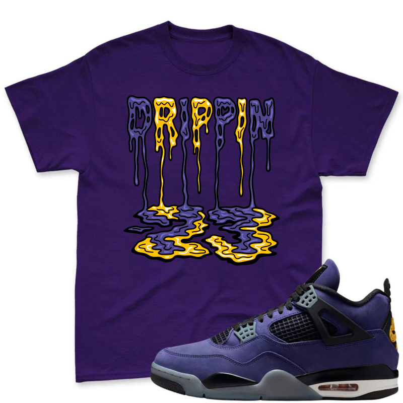 Drippy Lakers Logo Shirt to Match Jordan 4 Lakers Imperial Purple - Sneaker Match Shirt