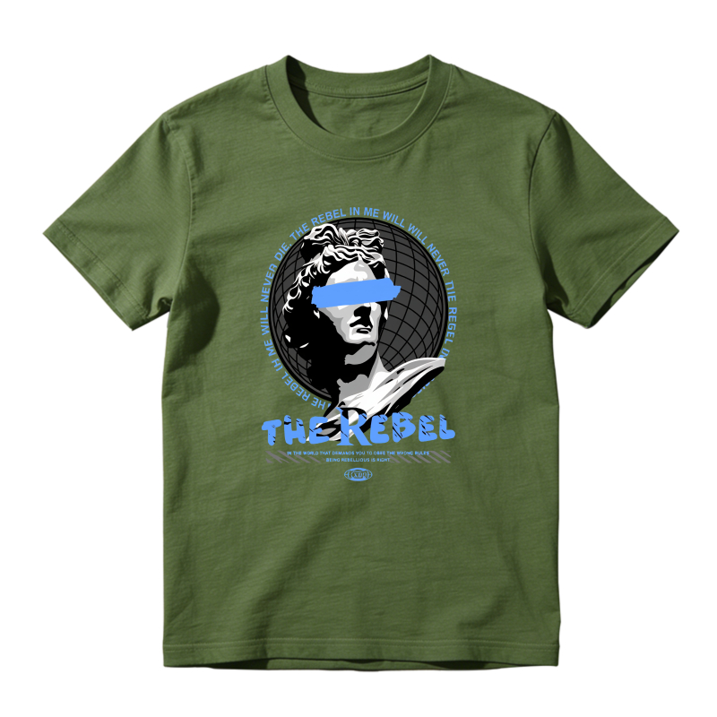 Rebel Theme With Classic Portrait And Bold Text Shirt To Match Jordan 14 Black And University Blue - Sneaker Match Shirt