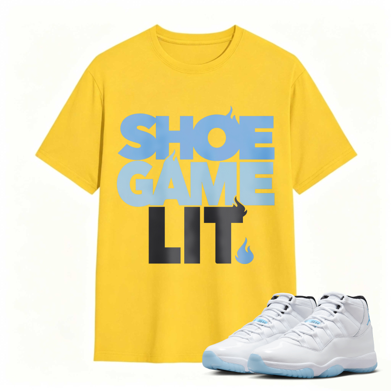 Shoe Game Lit Shirt To Match Air Jordan 11 White Legend Blue Sneaker Match Shirt