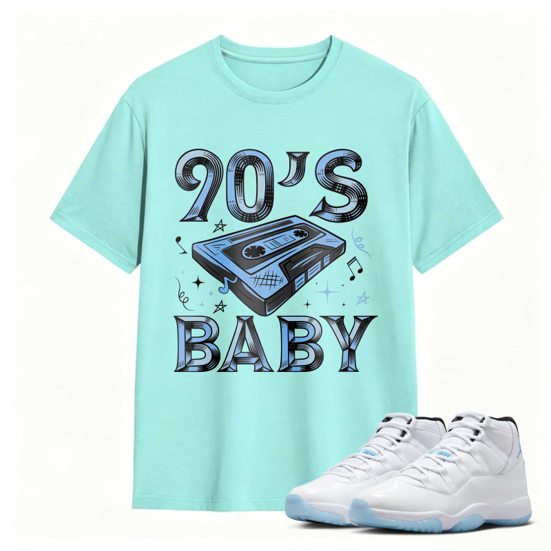 90s Baby Cassette Tape Design Shirt to Match Air Jordan 11 White Legend Blue - Sneaker Match Shirt
