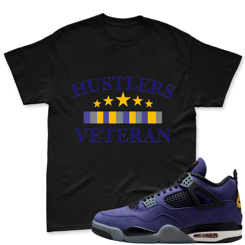 Hustlers Veteran With Stars And Stripes Shirt To Match Jordan 4 Lakers Imperial Purple - Sneaker Match Shirt