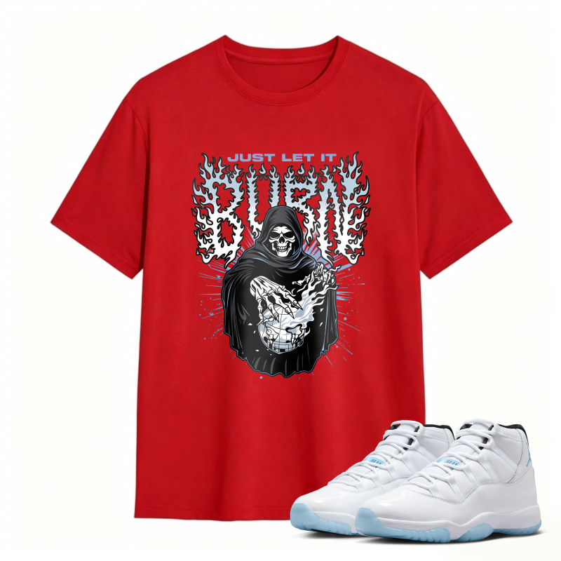 Grim Reaper With Skull And Wings Design Shirt To Match Air Jordan 11 White Legend Blue - Sneaker Match Shirt
