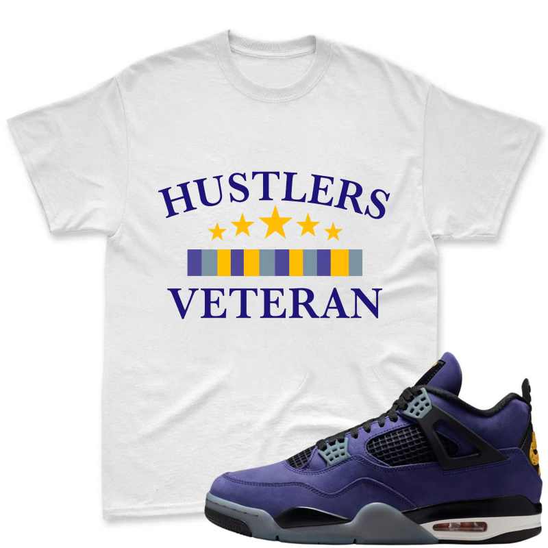 Hustlers Veteran With Stars And Stripes Shirt To Match Jordan 4 Lakers Imperial Purple - Sneaker Match Shirt