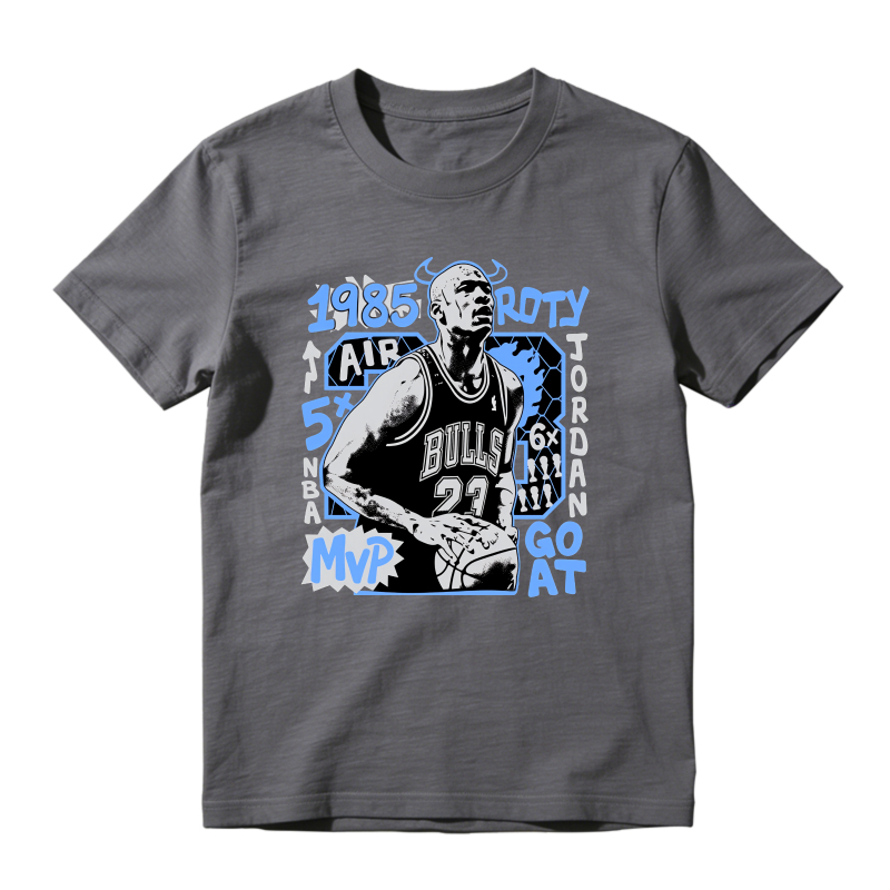Michael Jordan Bulls 1985 Roto Air Jordan 6x Champion Mvp Goat Shirt To Match Jordan 14 Black And University Blue Sneaker Match Shirt