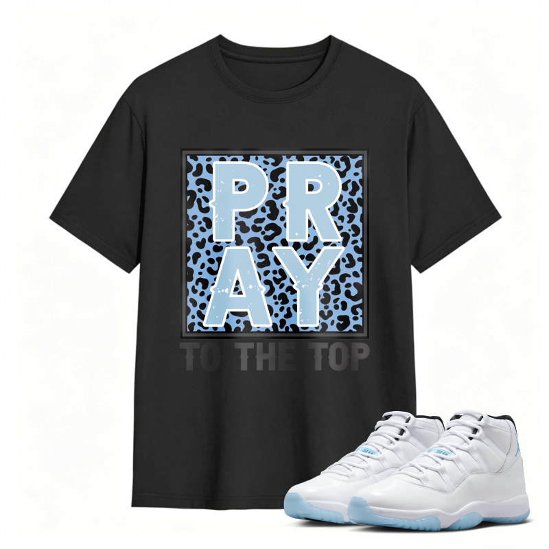 Pray To The Top Leopard Print Shirt To Match Air Jordan 11 White Legend Blue Sneaker Match Shirt