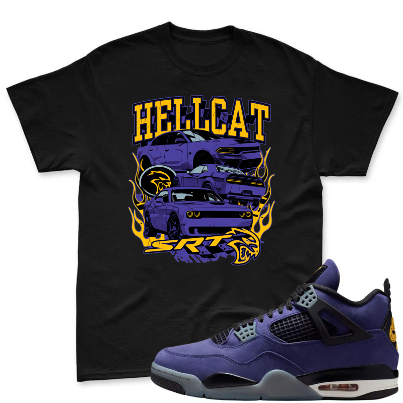 Hellcat Srt Car Graphic Shirt To Match Jordan 4 Lakers Imperial Purple Sneaker Match Shirt