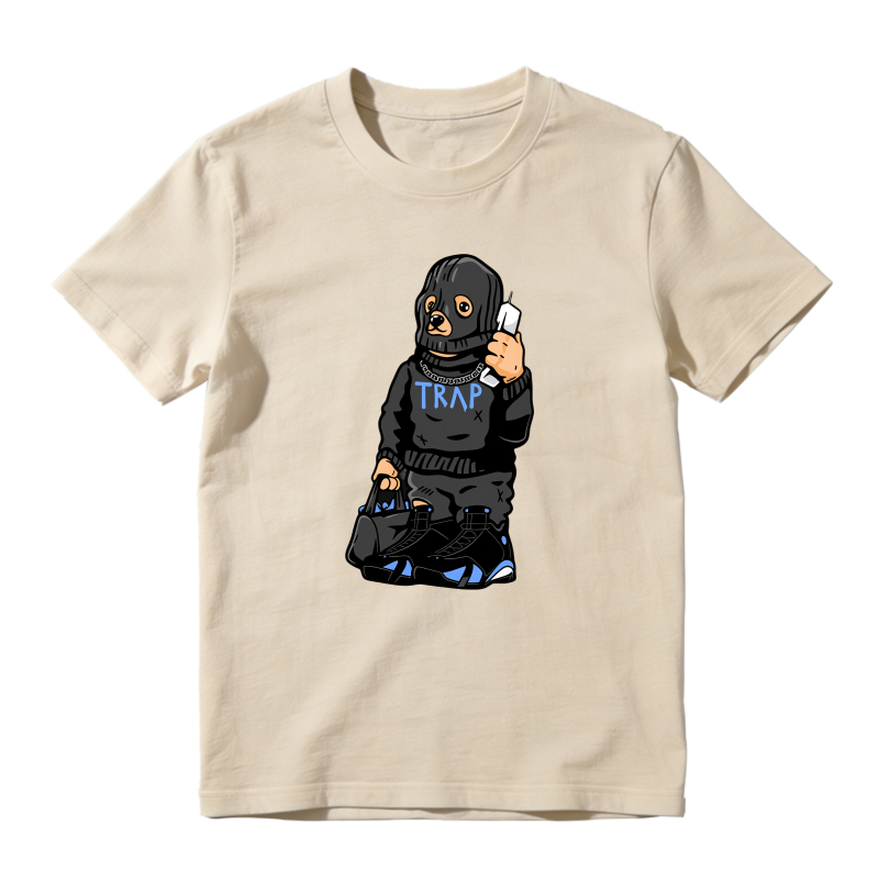 Cartoon Dog Wearing Trap Hoodie And Holding Phone Shirt To Match Jordan 14 Black And University Blue - Sneaker Match Shirt