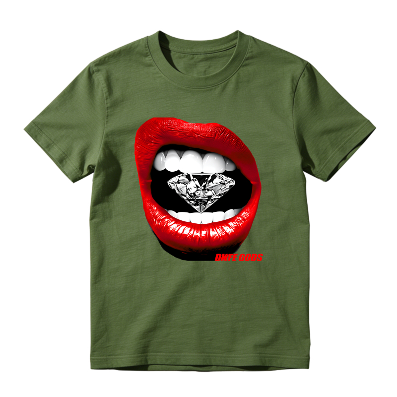 Red Lips With Diamond Teeth Pattern Shirt To Match Air Jordan 13 Chicago - Sneaker Match Shirt