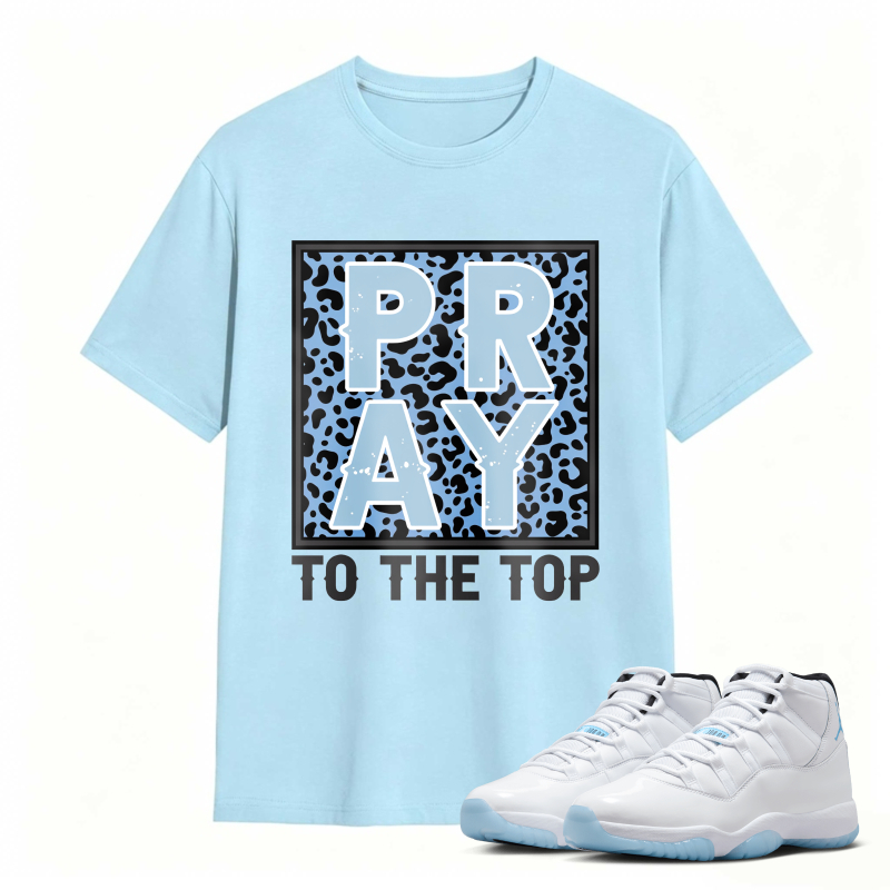 Pray To The Top Leopard Print Shirt To Match Air Jordan 11 White Legend Blue Sneaker Match Shirt