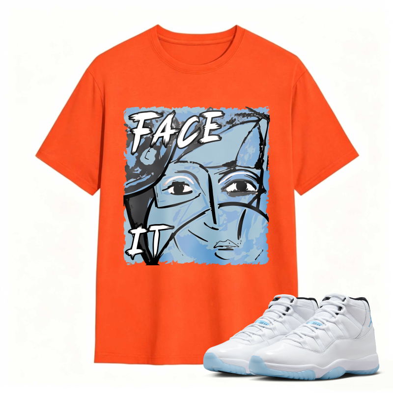 Face It Art Design Shirt To Match Air Jordan 11 White Legend Blue - Sneaker Match Shirt
