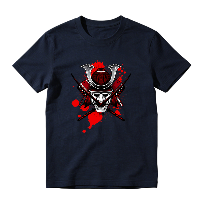 Samurai Helmet With Crossed Swords And Red Splatter Shirt To Match Air Jordan 13 Chicago Sneaker Match Shirt