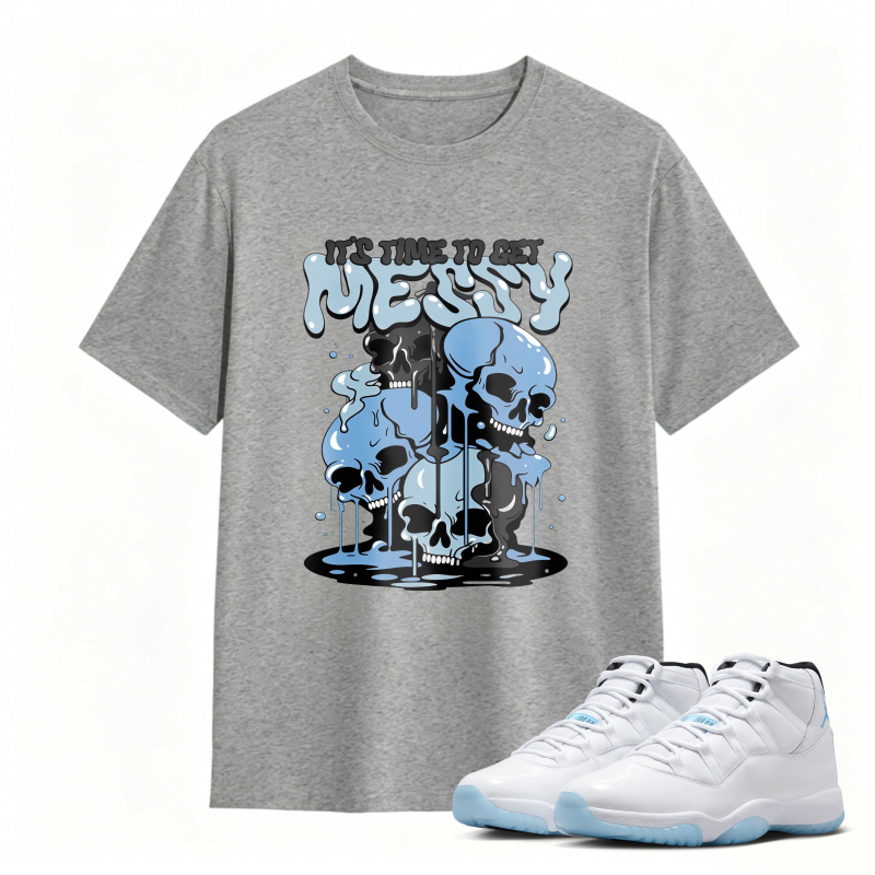 Skull And Dripping Blue Design Shirt To Match Air Jordan 11 White Legend Blue - Sneaker Match Shirt